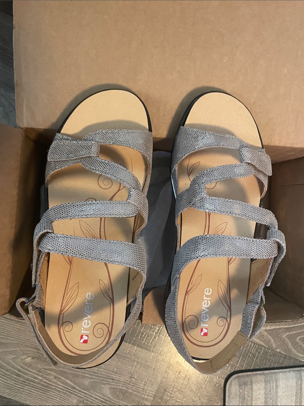 Revere Silver Multi-Strap Comfort Sandals style is Emerald